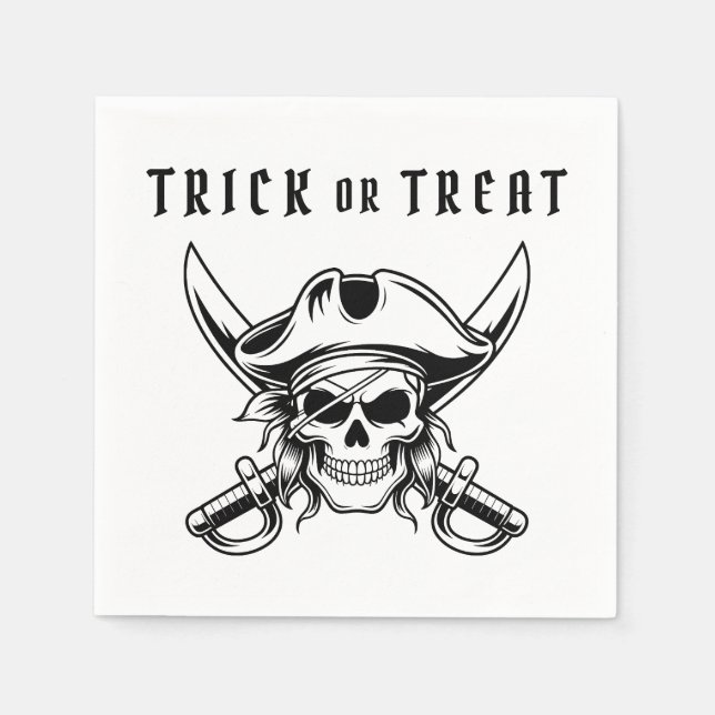 Pirate Skull Trick Or Treat Halloween Napkin (Front)