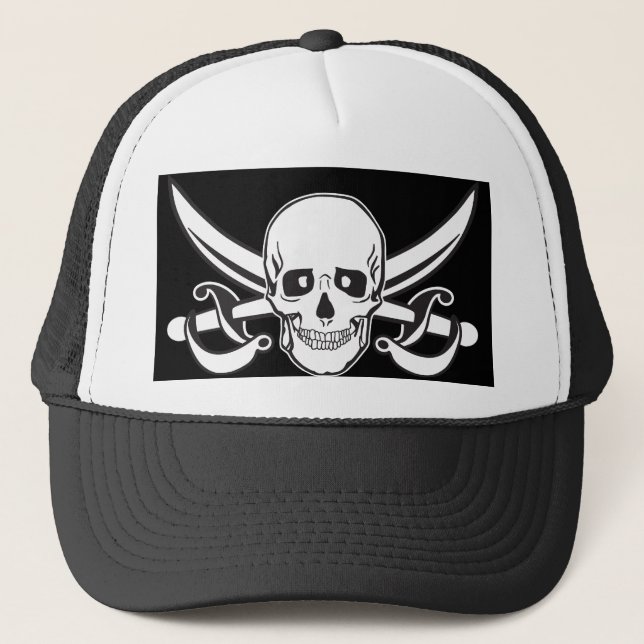 Pirate Skull Trucker Hat (Front)