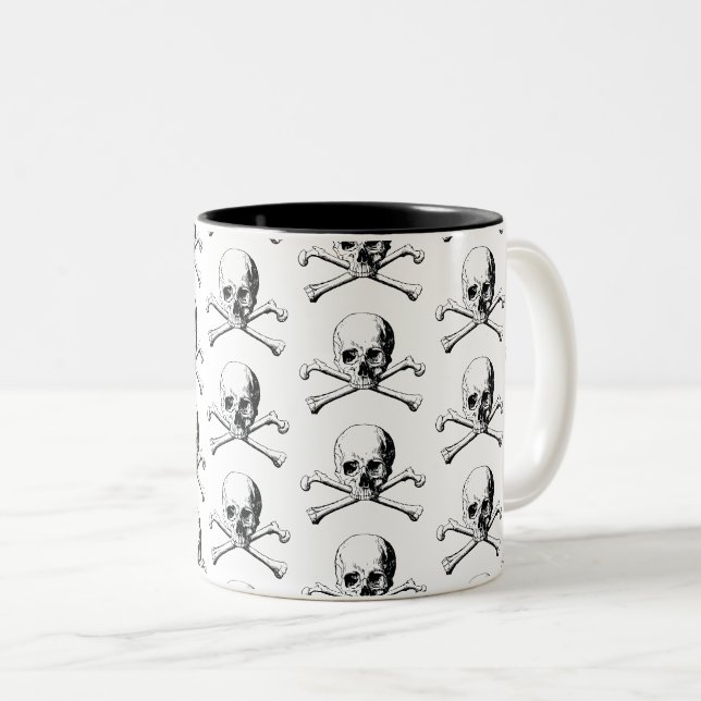 Pirate Skull Two-Tone Coffee Mug (Front Right)