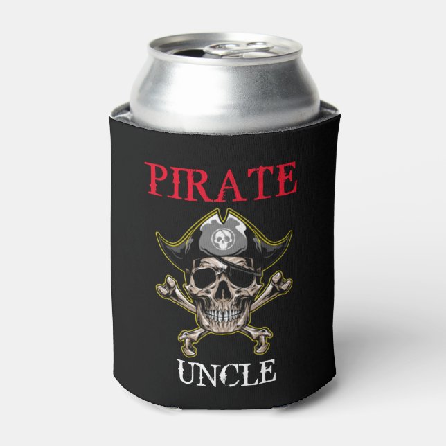PIRATE SKULL UNCLE BONES CAN COOLER (Can Front)