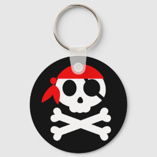 Pirate Skull with Bandanna Key Ring