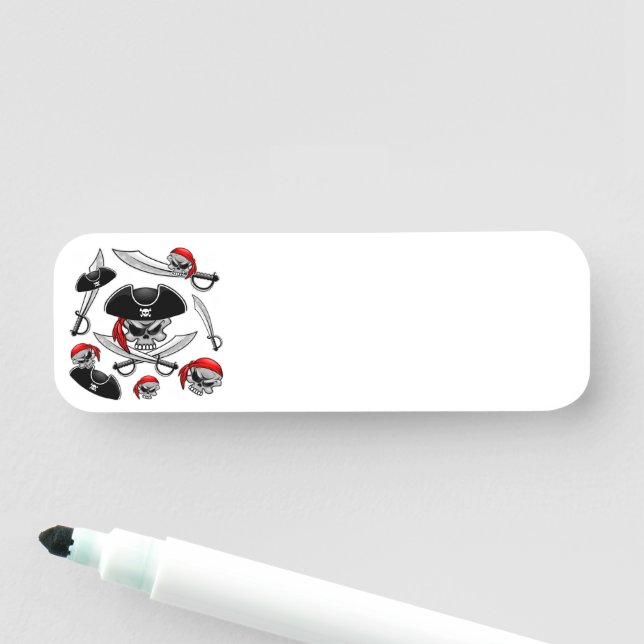 Pirate Skull with Crossed Sabres Name Tag (In Situ)