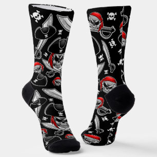 Pirate Skull with Crossed Sabres Socks