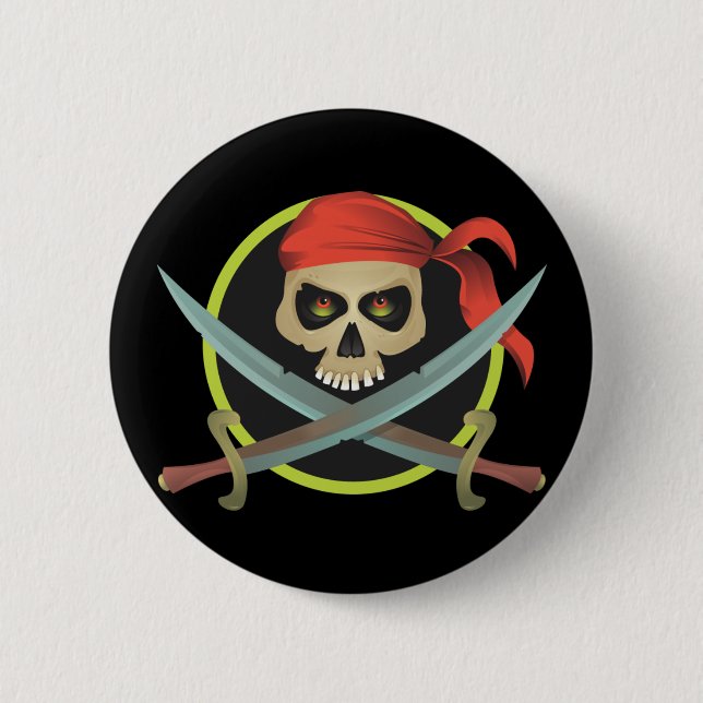 Pirate Skull with Crossed Swords 6 Cm Round Badge (Front)