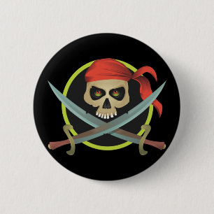 Pirate Skull with Crossed Swords 6 Cm Round Badge