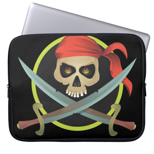 Pirate Skull with Crossed Swords Laptop Sleeve (Front)
