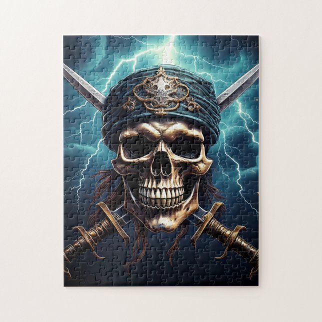 Pirate Skull with Swords Puzzle (Vertical)