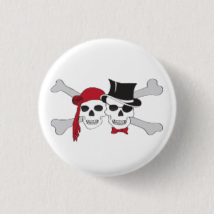 pirate skulls and crossbones 3 cm round badge