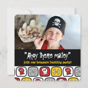 Pirate Skulls & Bones Boy Birthday Party Invite