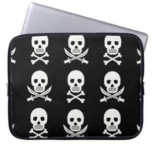Pirate Skulls Crossbones Seamless Pattern Laptop Sleeve