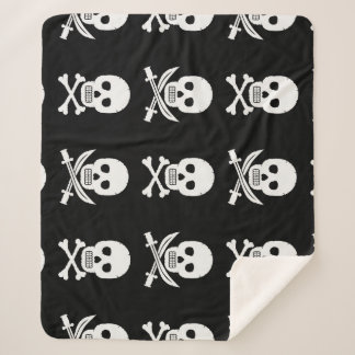Pirate Skulls Crossbones Seamless Pattern Sherpa Blanket