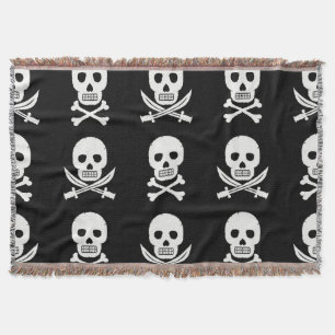 Pirate Skulls Crossbones Seamless Pattern Throw Blanket