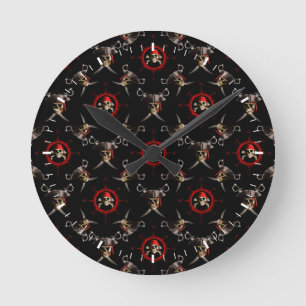 Pirate Skulls Round Clock