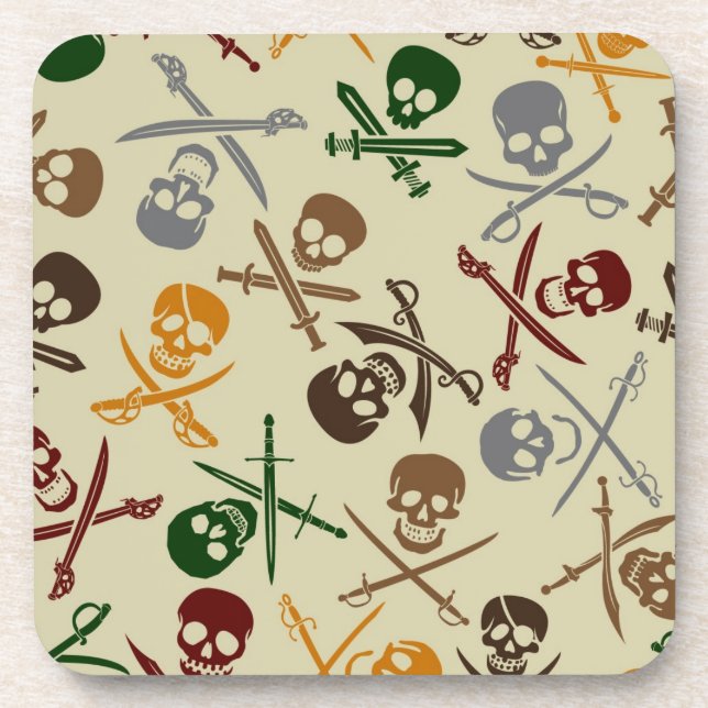 Pirate Skulls with Crossed Swords Coaster (Front)