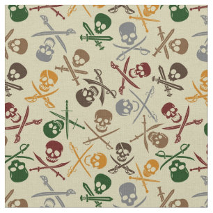 Pirate Skulls with Crossed Swords Fabric
