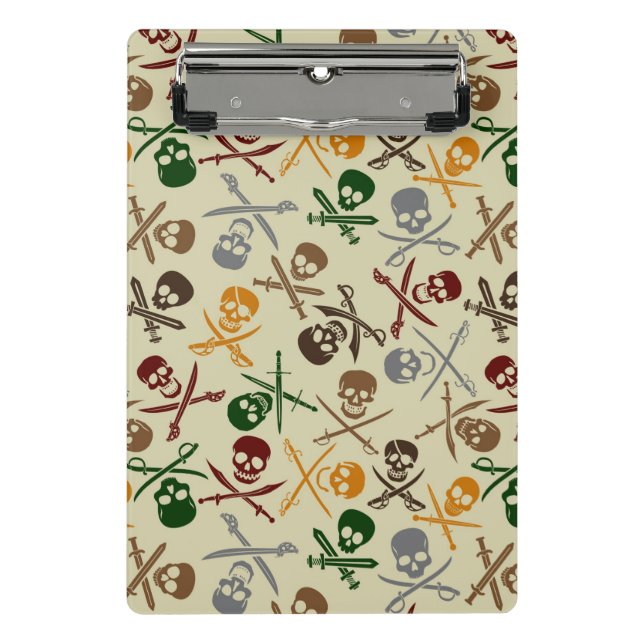 Pirate Skulls with Crossed Swords Mini Clipboard (Front)