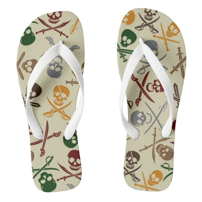 Pirate Skulls with Crossed Swords Thongs (Footbed)