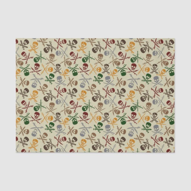 Pirate Skulls with Crossed Swords Tissue Paper (Front)