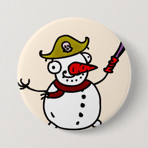 pirate snowman merry Christmas 7.5 Cm Round Badge