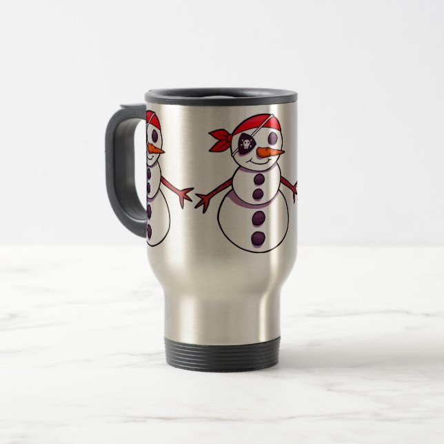 pirate snowman merry Christmas Travel Mug (Front Left)
