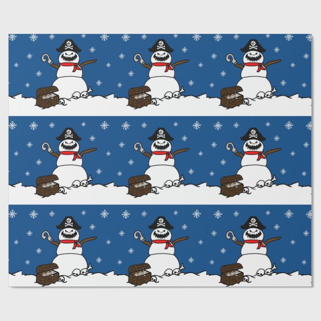Pirate Snowman Wrapping Paper (Flat)
