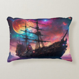 Pirate SpaceShip Lands on Another Planet Decorative Cushion