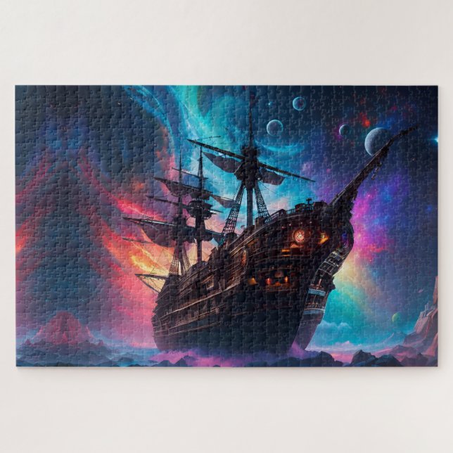 Pirate SpaceShip Lands on Another Planet Jigsaw Puzzle (Horizontal)