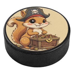Pirate Squirrel with Acorn Treasure Funny Cute Kid Hockey Puck