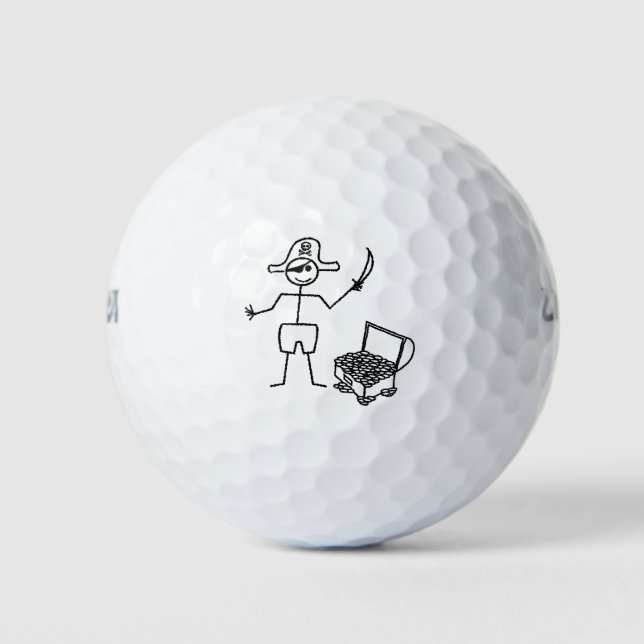 Pirate Stickman With Treasure Chest Golf Balls (Front)