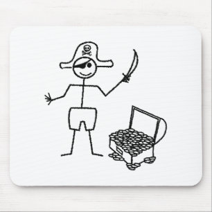 Pirate Stickman With Treasure Chest Mouse Pad
