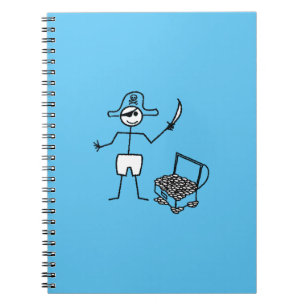 Pirate Stickman With Treasure Chest Notebook