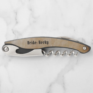 Pirate Style Text Bride and Groom Rustic Corkscrew