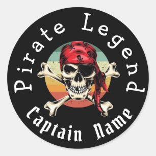 Pirate sunset  classic round sticker