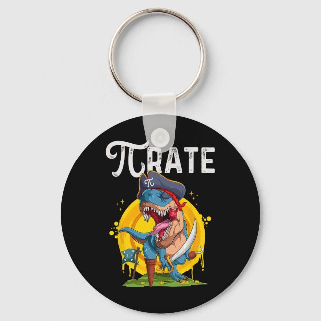 Pirate T-rex Pi Rate Dino Pi Rate Math Geek Funny  Key Ring (Front)