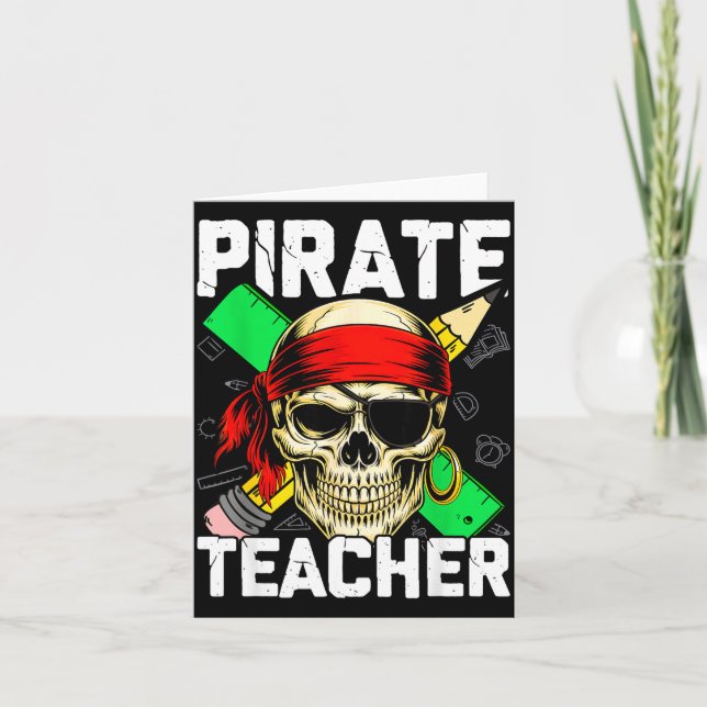 Pirate teacher funny skull  card (Front)