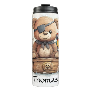 Pirate Teddy Bear Adventure - Customizable Thermal Tumbler