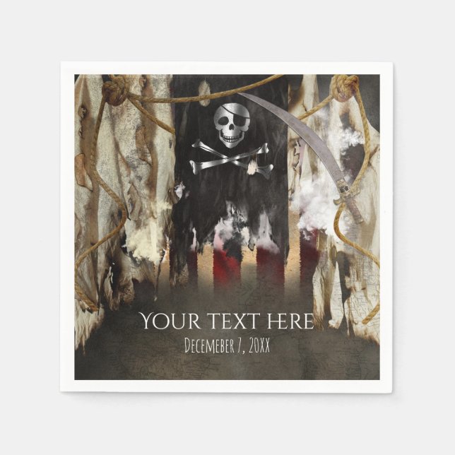 Pirate Theme Birthday or Bachelor Party Napkin (Front)