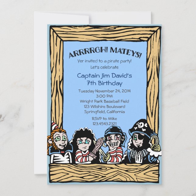 Pirate Theme Birthday Party Boy's Invitation (Front)