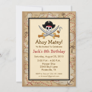 Pirate Theme Birthday Party Invitation