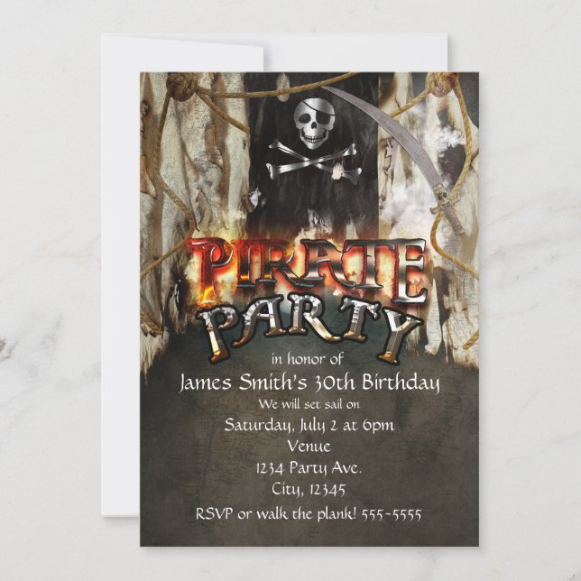 Pirate Theme Birthday Party Invitations (Front)