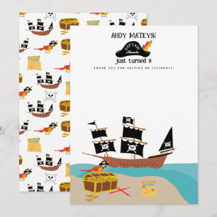 Pirate Theme Birthday Party Thank You Card