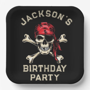 Pirate theme Party Adult Salty Skull  Black 2 Paper Plate