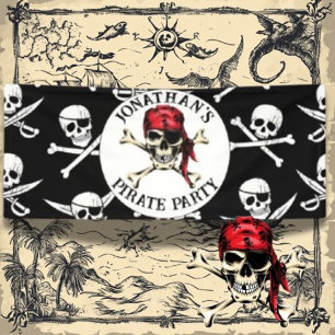 Pirate theme Party Adult Salty Skull Black.  Banner