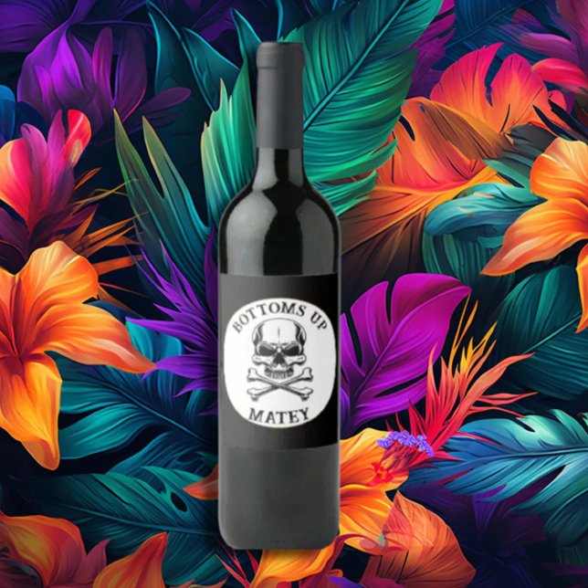 Pirate theme Party Adult Ship Skull Bones Wine Label (Creator Uploaded)