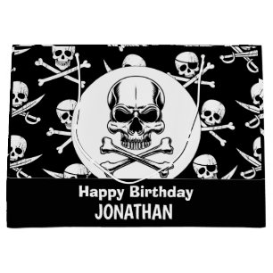Pirate theme Party Adult Ship Skulls Bones Large Gift Bag