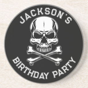 Pirate theme Party Adult Ship's Skull  Black Coaster
