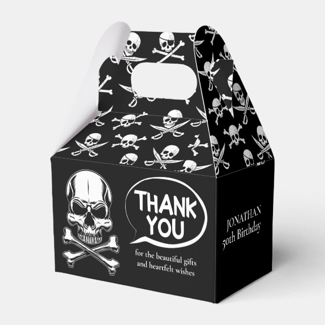 Pirate theme Party Adult Ship's Skull Black Favour Box (Back Side)