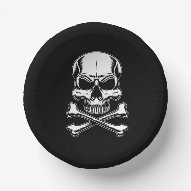 Pirate theme party adult Ships skull Black Paper Plate (Front)