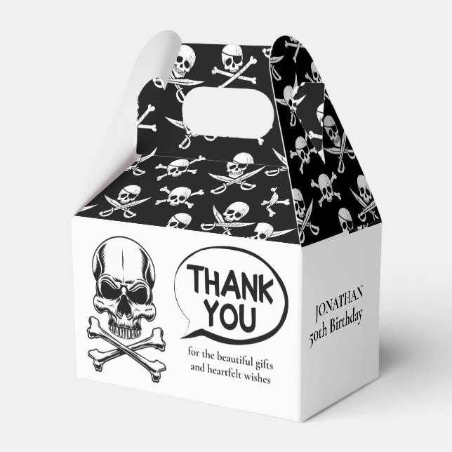 Pirate theme Party Adult Ship's Skull  Favour Box (Back Side)
