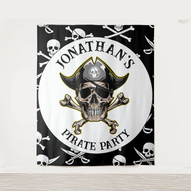 Pirate theme Party Adult Skull.Bones Backdrop Tapestry (Front)